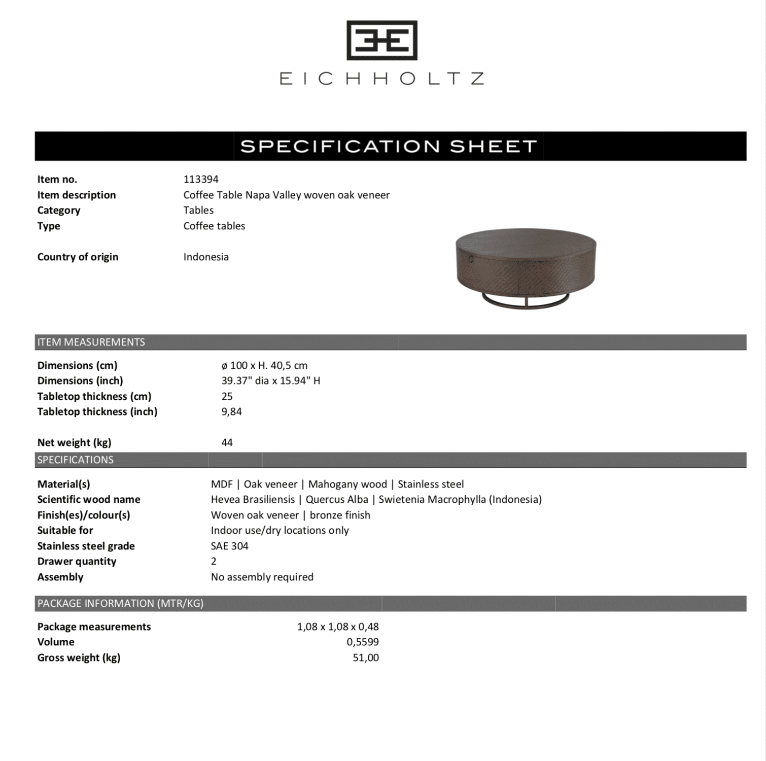 Soffbord Napa Valley