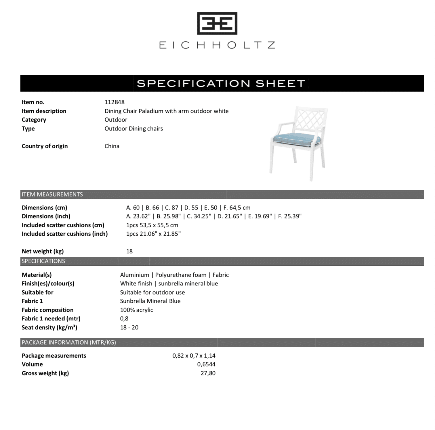 Matstol Paladium med Armstöd