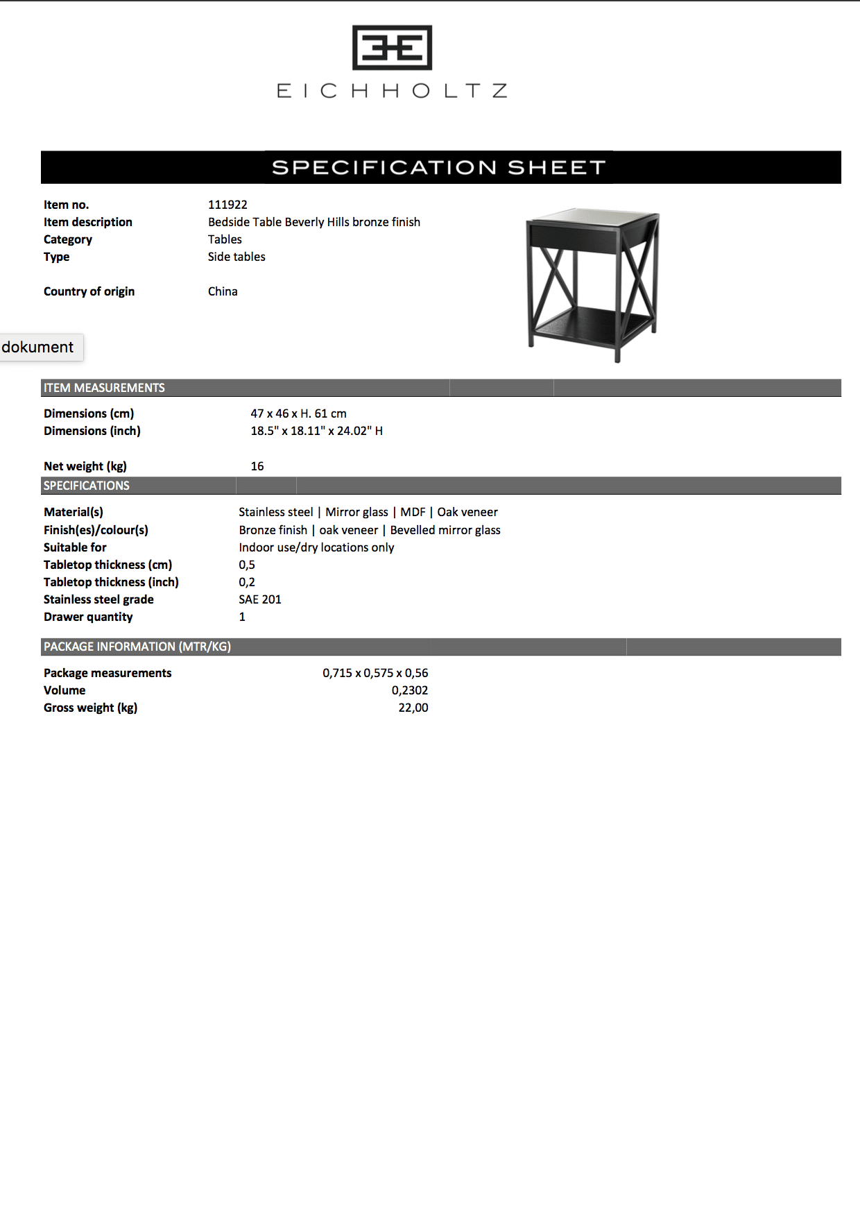 Nattduksbord Beverly Hills