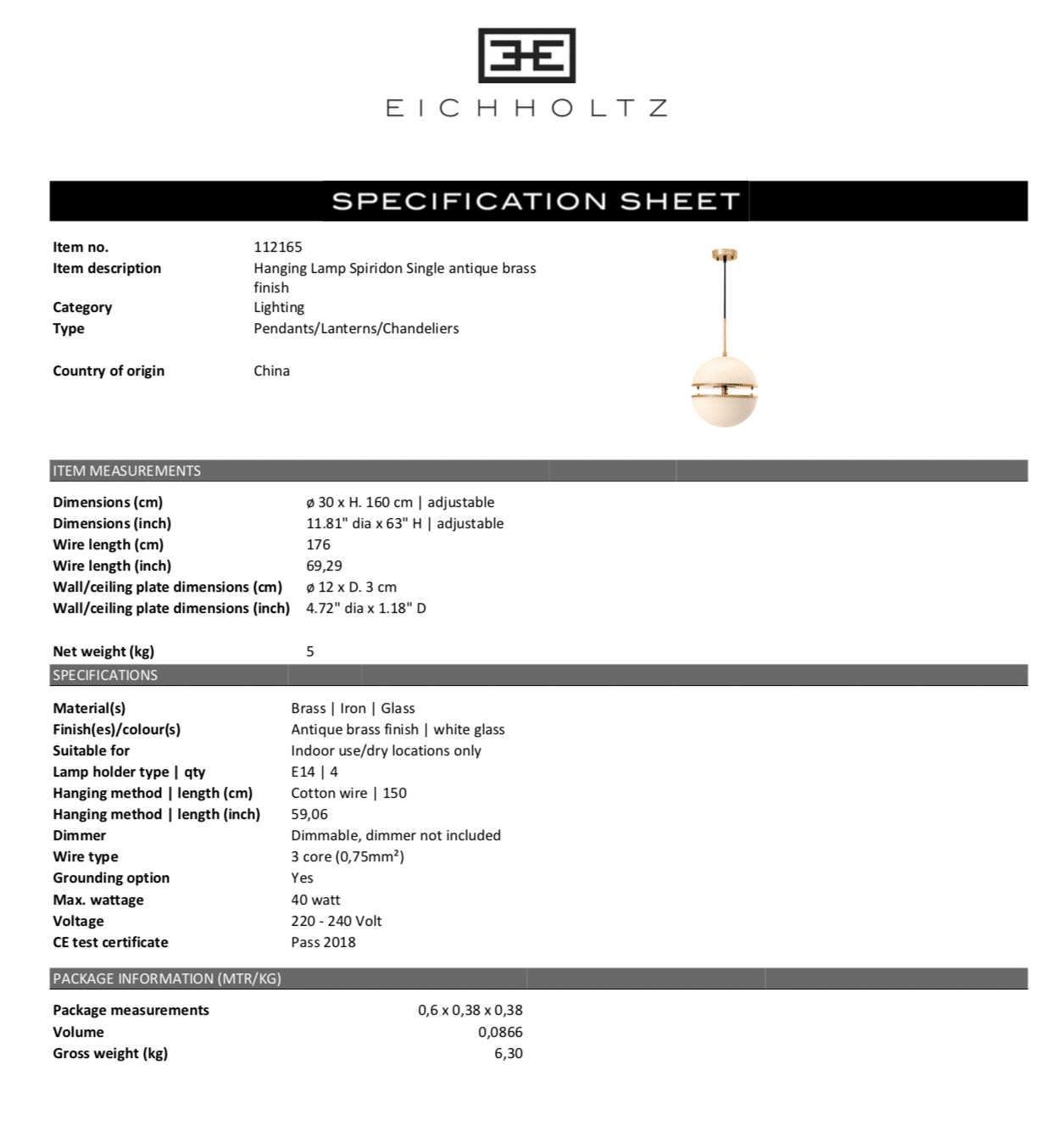 Pendellampa Spiridon