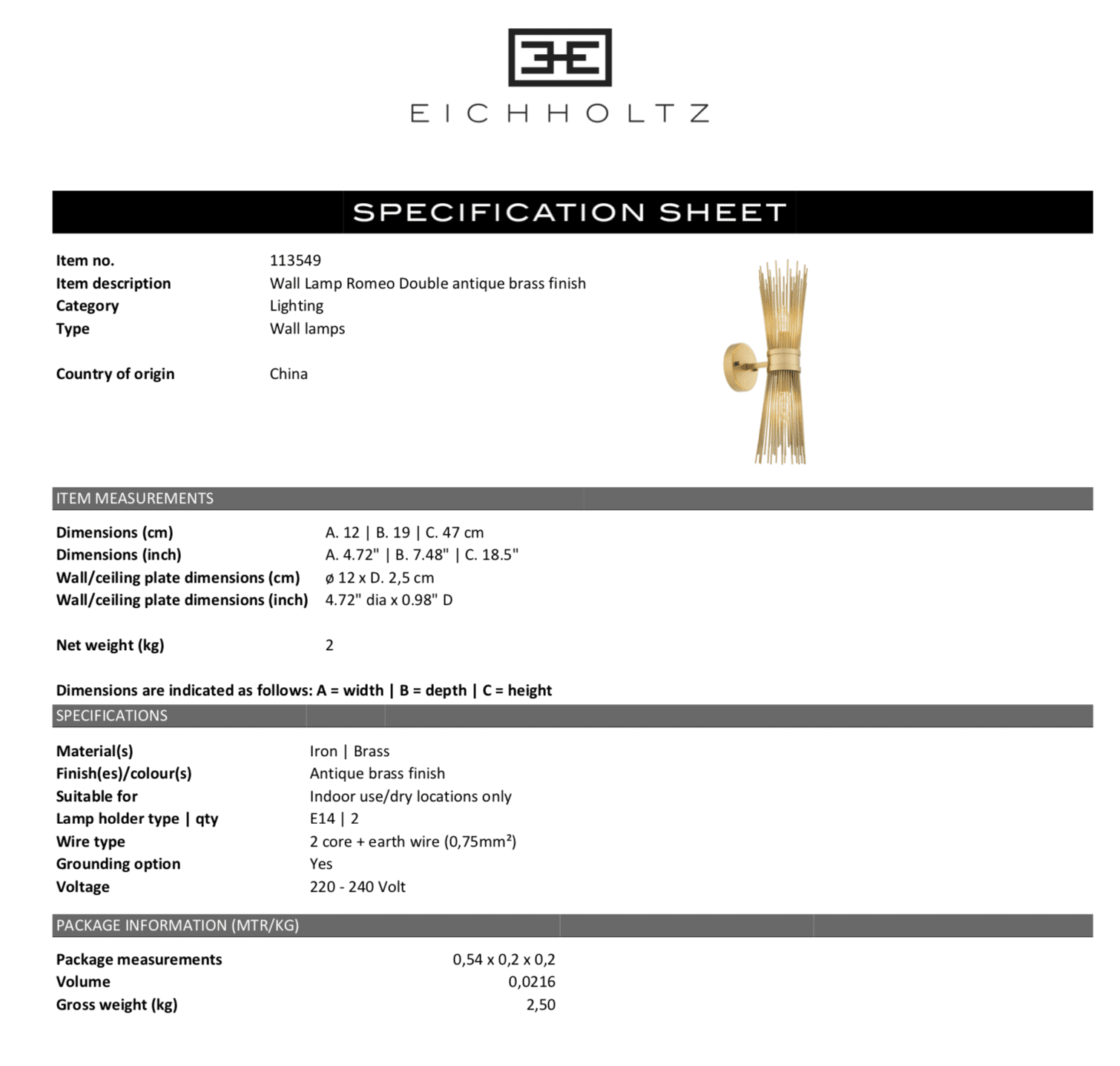 Vägglampa Romeo Dubbel