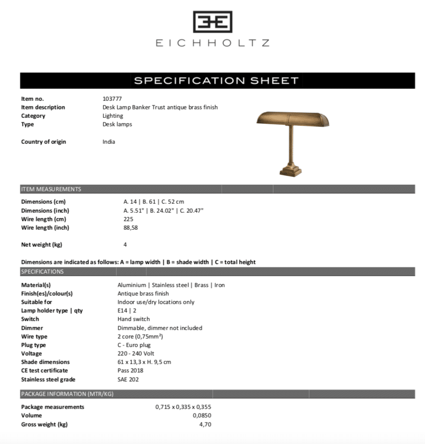 Bordslampa Banker Trust