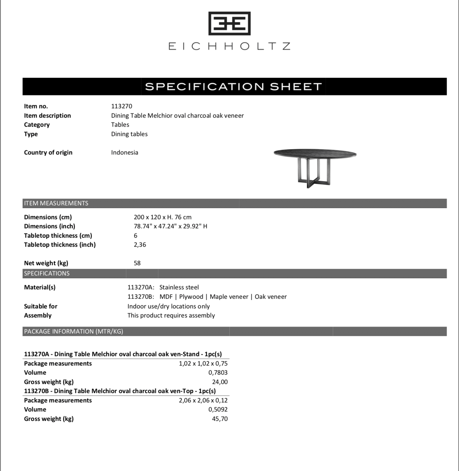 Matbord Melchior Oval