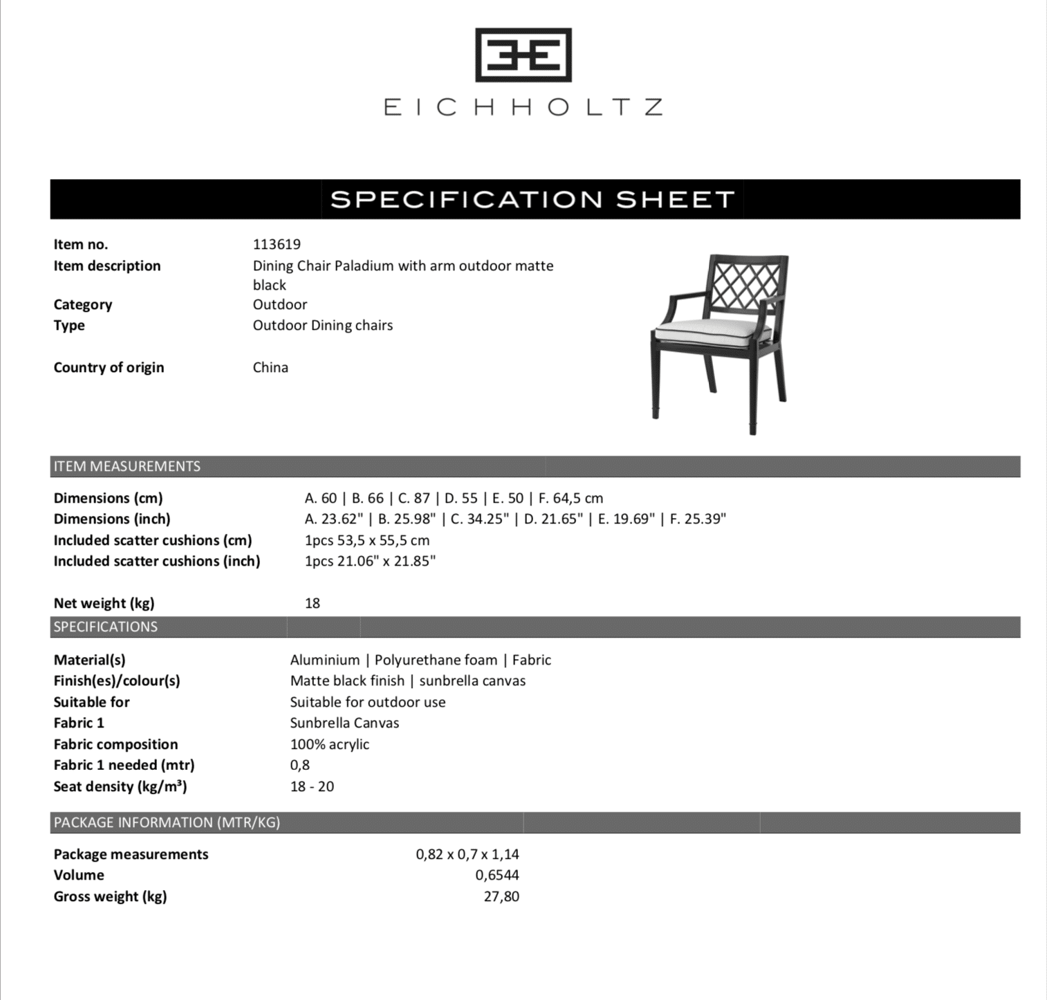 Matstol Paladium med Armstöd
