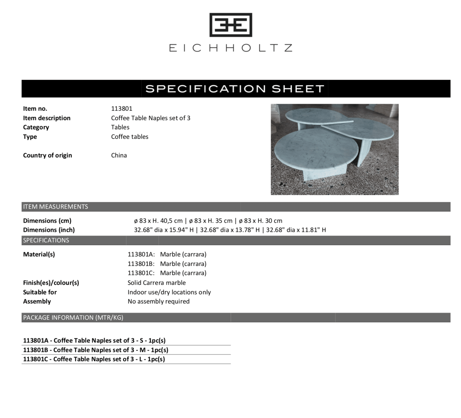 Coffee Table Naples set of 3